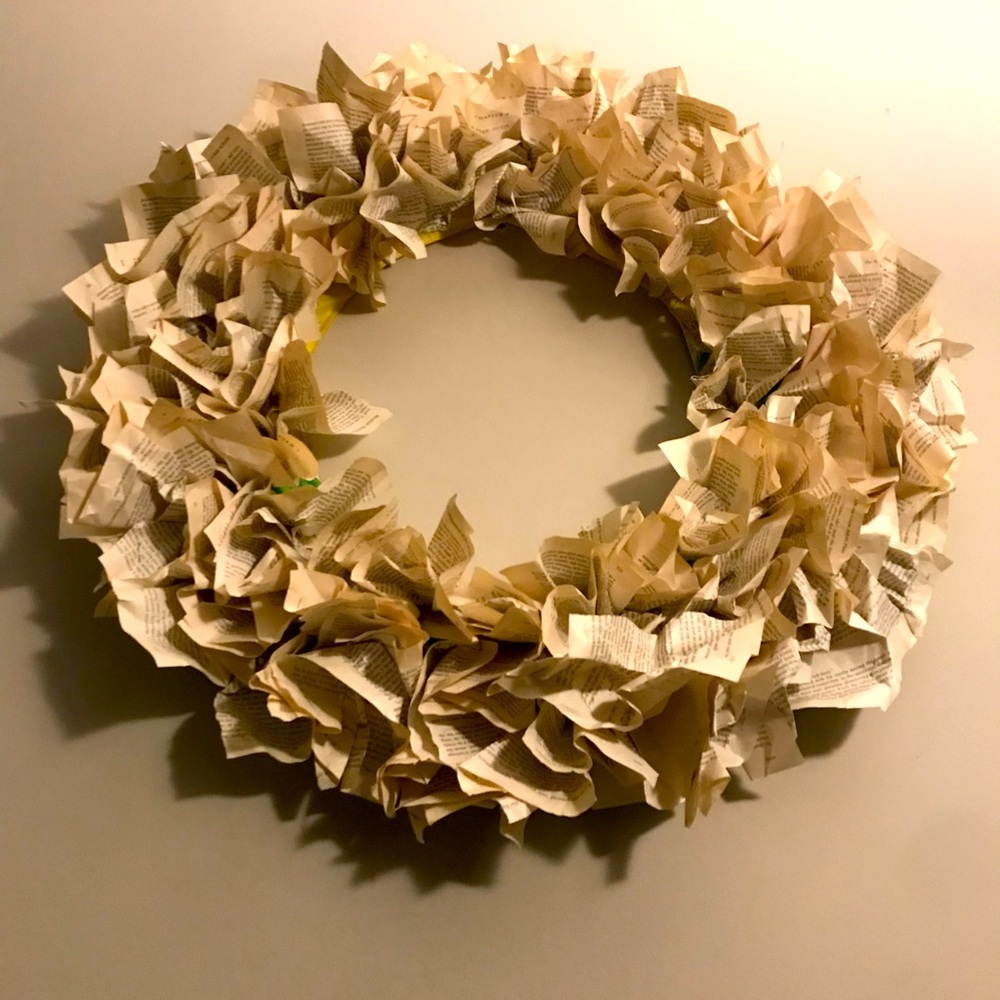 Paper book wreath